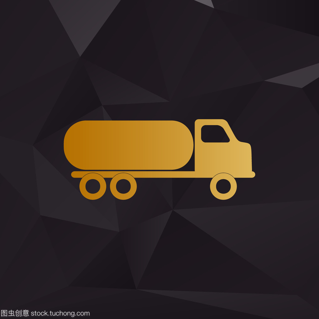 汽车运输标志。背景与多边形上的金色风格